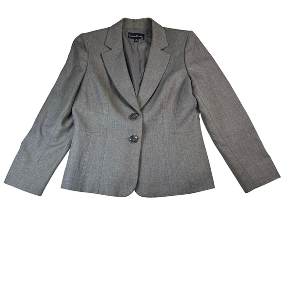 Petite Evan Picone Suit Jacket Blazer Gray Career Business Interview Size 12P - Picture 1 of 7